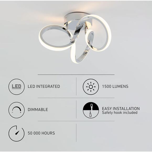 Artika Swirl Flush Mount Light Fixture, Chrome - Picture 3 of 8